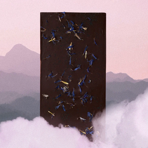 Chocolate with Purple Mountains Background