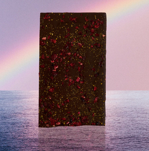 Chocolate with rainbow background