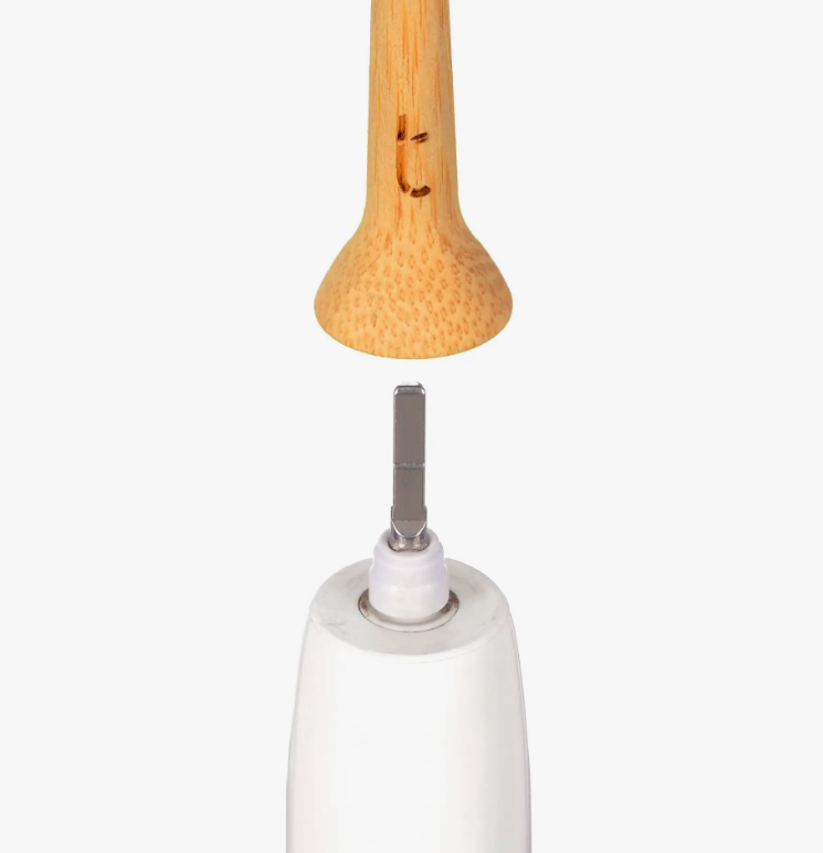 Detached head of Bamboo Electric Toothbrush on its handle